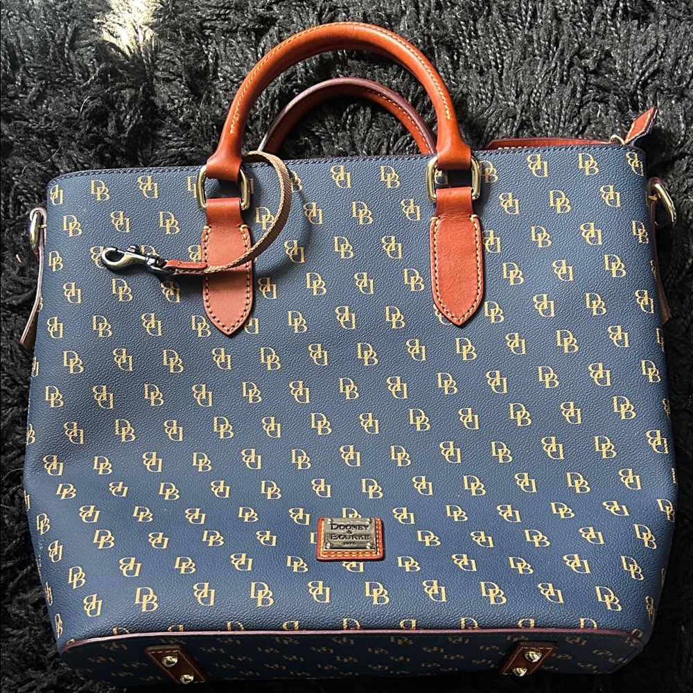 Dooney & Bourke Navy and Tan Tote